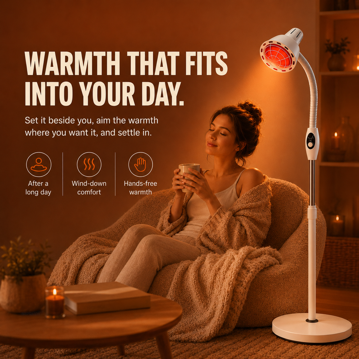 Infrared Heat Lamp — 275W Standing Pain Relief Therapy Light