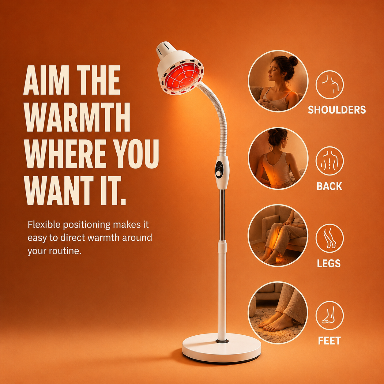 Infrared Heat Lamp — 275W Standing Pain Relief Therapy Light