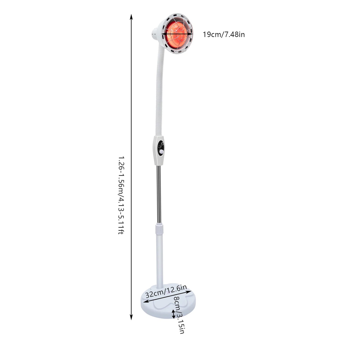 275W Adjustable Infrared Heat Lamp for Muscle&Joint Pain Relief, 360° Rotatable Infrared Baking Light, 0-115℃ Temp Control