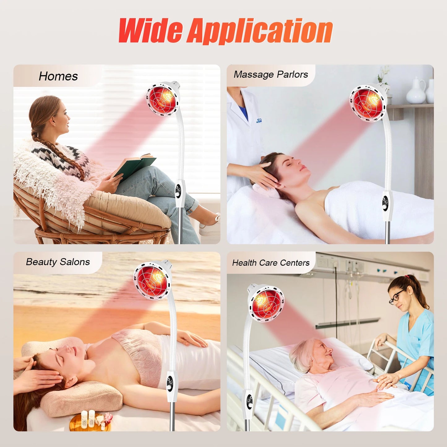 275W Adjustable Infrared Heat Lamp for Muscle&Joint Pain Relief, 360° Rotatable Infrared Baking Light, 0-115℃ Temp Control